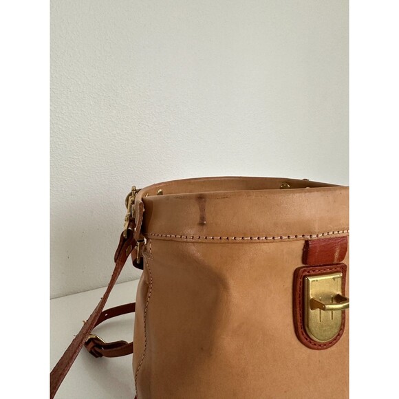 Old Trend Vintage Doctor Bucket Leather Crossbody Bag Handle Strap Brown Buckle - Picture 11 of 16